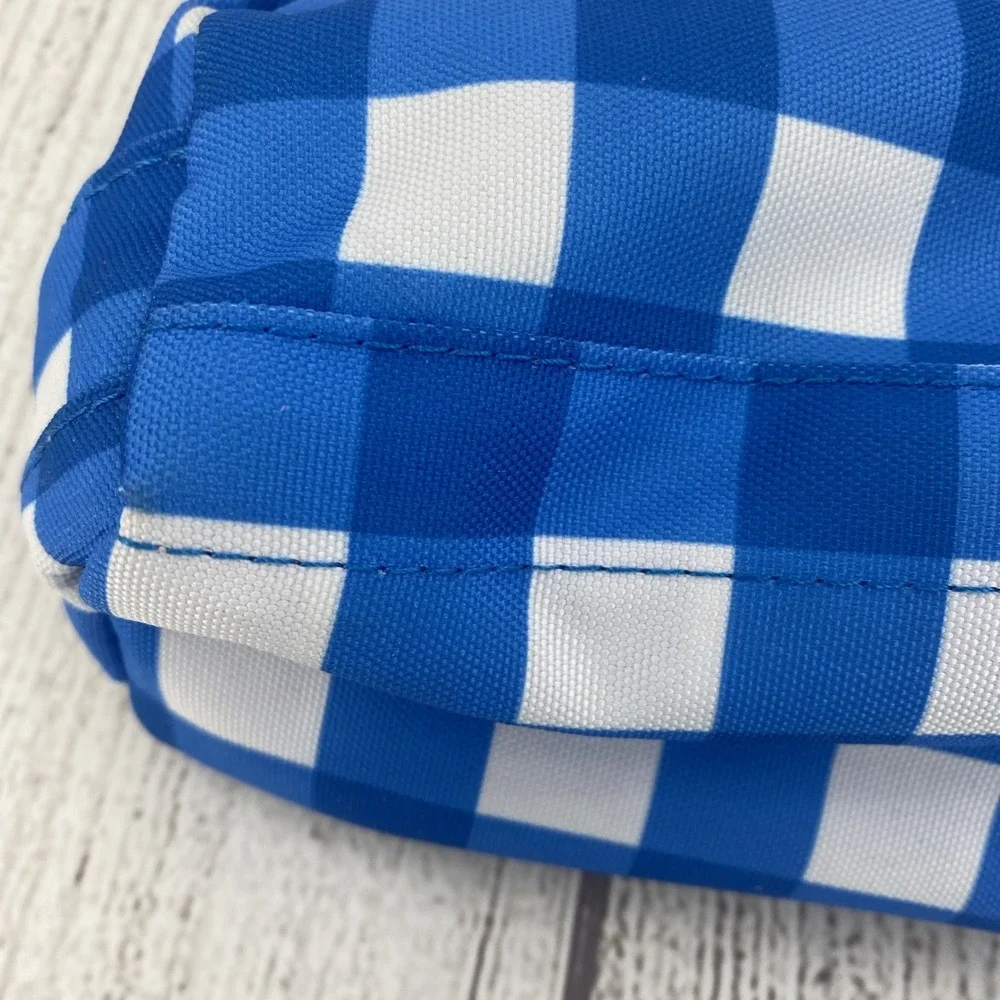 State Bags Clinton Pencil Case Blue Gingham Plaid Durable Pouch School Office